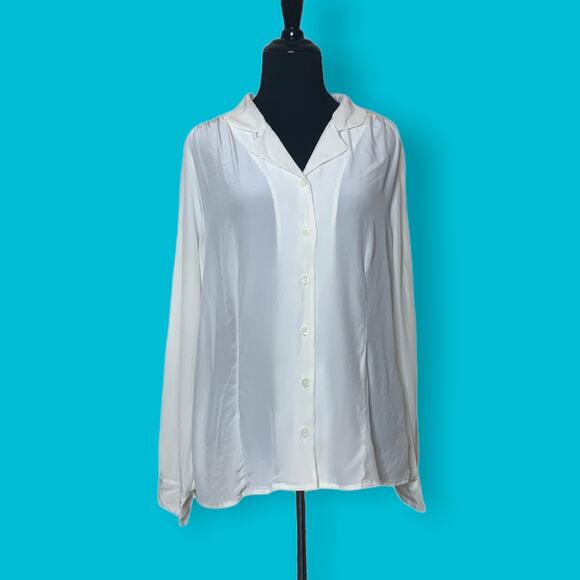 Pendleton cream silk long sleeves button shirt blouse size 14 - Picture 12 of 15